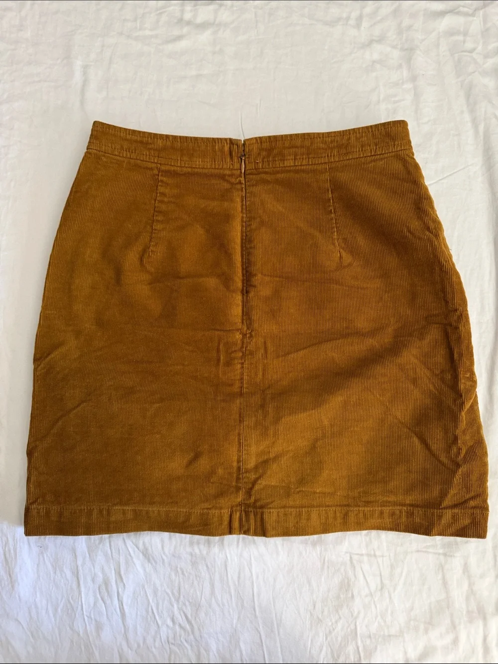 J. Crew Button-Front Corduroy Mini Skirt in Rust Brown